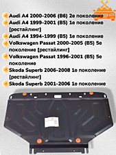 Защита двигателя Audi A6 C5 1997-2004 V-1,8-3,0; 1,9d; 2,5d